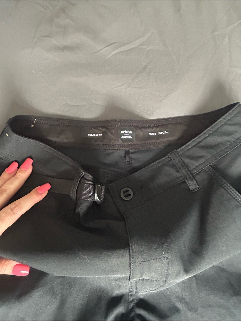 Prana Black Casual Belted Relaxed Pants